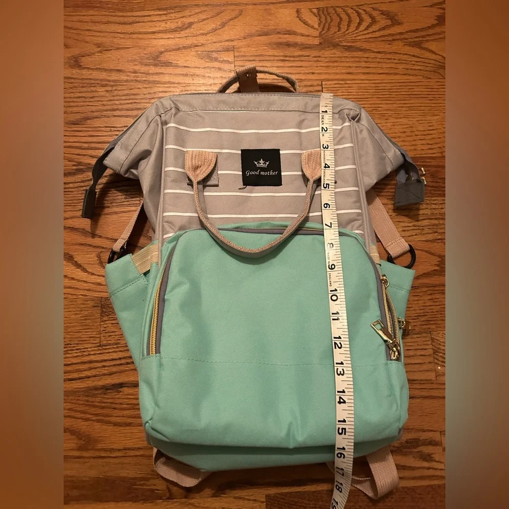 Good Mother Blue & Grey Maternity Use Diaper Bag/Backpack W/ Stripe Accents